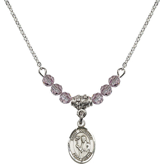 Sterling Silver Saint Dunstan Birthstone Necklace with Light Amethyst Beads - 9355