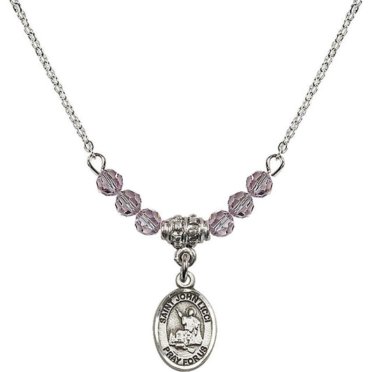 Sterling Silver Saint John Licci Birthstone Necklace with Light Amethyst Beads - 9358