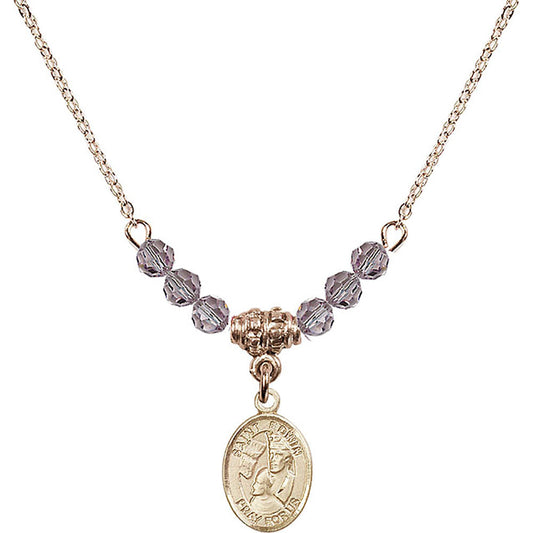 14kt Gold Filled Saint Edwin Birthstone Necklace with Light Amethyst Beads - 9361