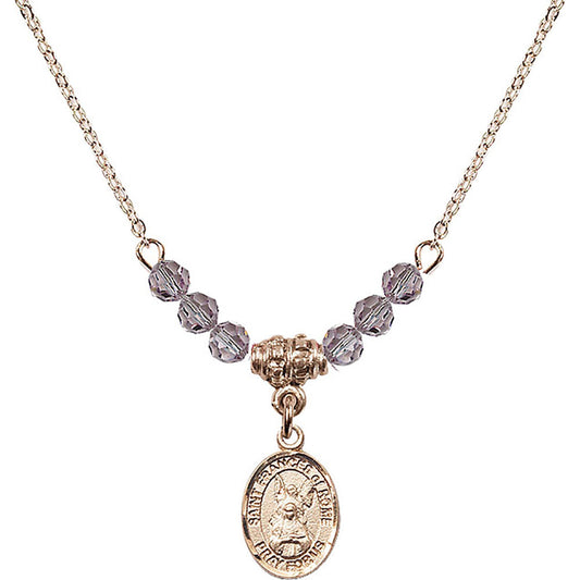 14kt Gold Filled Saint Frances of Rome Birthstone Necklace with Light Amethyst Beads - 9365