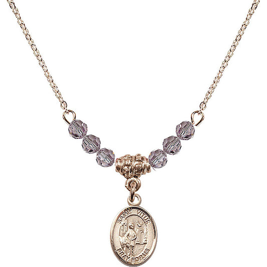 14kt Gold Filled Saint Vitus Birthstone Necklace with Light Amethyst Beads - 9368