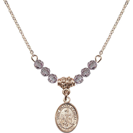 14kt Gold Filled Saint Juliana of Cumae Birthstone Necklace with Light Amethyst Beads - 9372