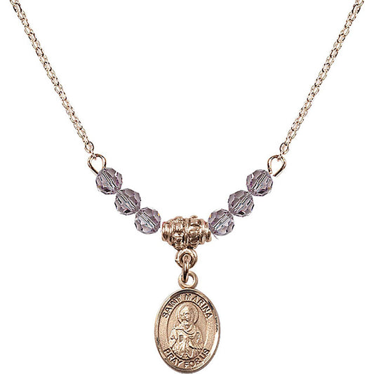 14kt Gold Filled Saint Marina Birthstone Necklace with Light Amethyst Beads - 9379