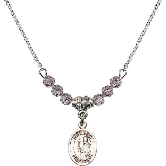Sterling Silver Saint Regis Birthstone Necklace with Light Amethyst Beads - 9380