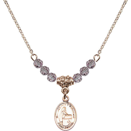 14kt Gold Filled Blessed Emilee Doultremont Birthstone Necklace with Light Amethyst Beads - 9390