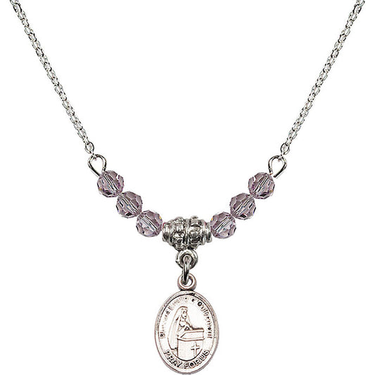 Sterling Silver Blessed Emilee Doultremont Birthstone Necklace with Light Amethyst Beads - 9390