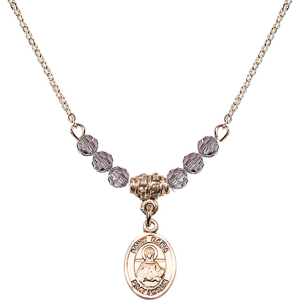 14kt Gold Filled Saint Daria Birthstone Necklace with Light Amethyst Beads - 9396