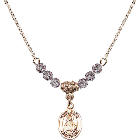 14kt Gold Filled Saint Daria Birthstone Necklace with Light Amethyst Beads - 9396