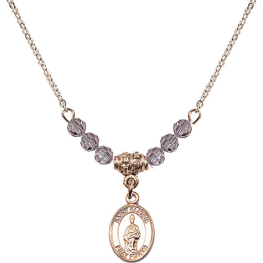 14kt Gold Filled Saint Eligius Birthstone Necklace with Light Amethyst Beads - 9402