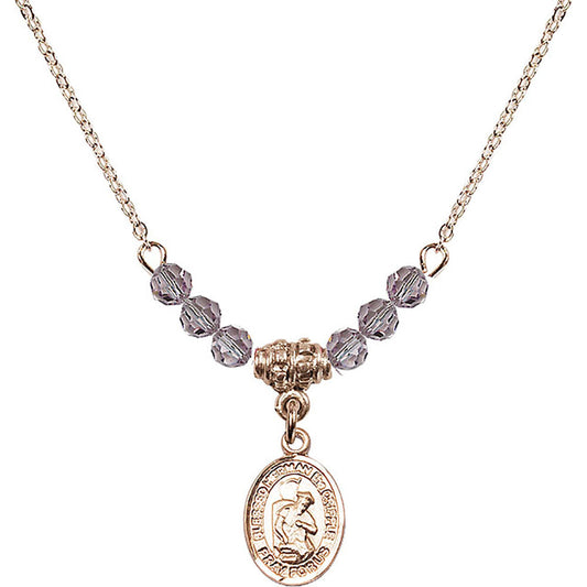 14kt Gold Filled Blessed Herman the Cripple Birthstone Necklace with Light Amethyst Beads - 9403