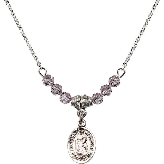 Sterling Silver Blessed Herman the Cripple Birthstone Necklace with Light Amethyst Beads - 9403