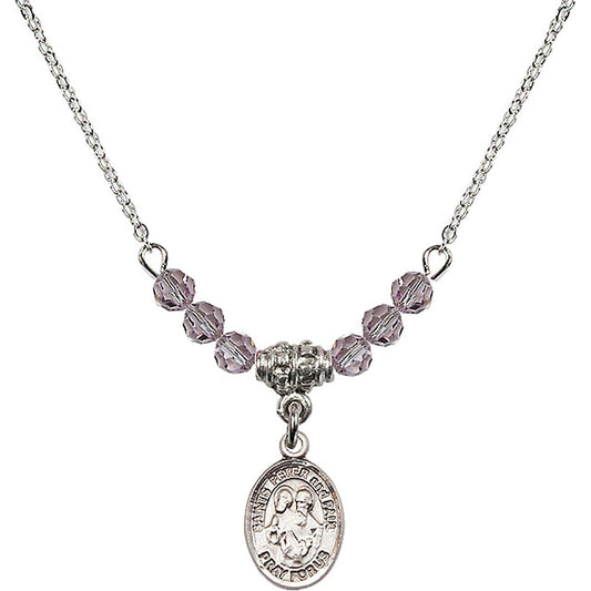 Sterling Silver Saints Peter & Paul Birthstone Necklace with Light Amethyst Beads - 9410