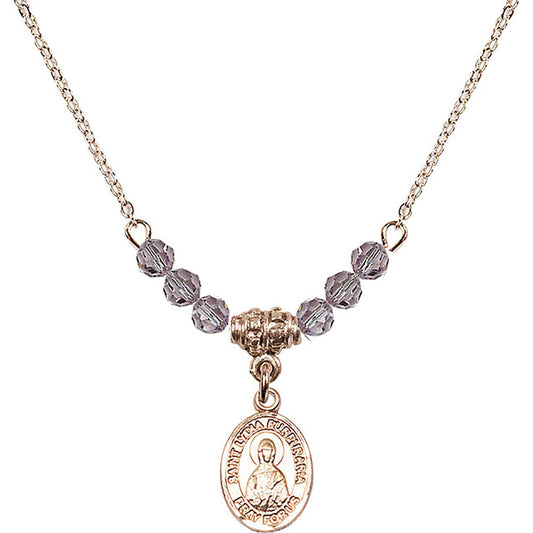 14kt Gold Filled Saint Lydia Purpuraria Birthstone Necklace with Light Amethyst Beads - 9411