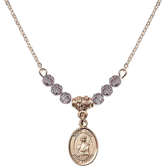 14kt Gold Filled Saint Lucy Birthstone Necklace with Light Amethyst Beads - 9422