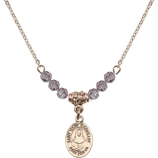 14kt Gold Filled Saint Mary Mackillop Birthstone Necklace with Light Amethyst Beads - 9425