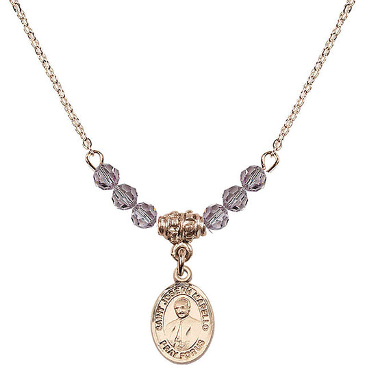 14kt Gold Filled Saint Joseph Marello Birthstone Necklace with Light Amethyst Beads - 9430