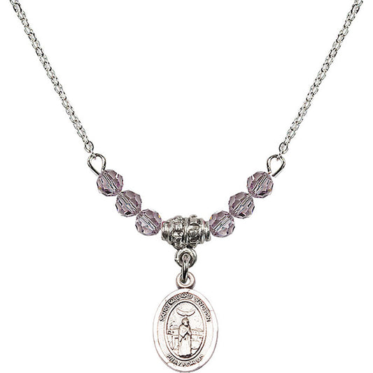 Sterling Silver Saint Medard of Noyon Birthstone Necklace with Light Amethyst Beads - 9444