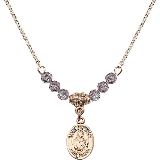 14kt Gold Filled Saint Norbert of Xanten Birthstone Necklace with Light Amethyst Beads - 9447