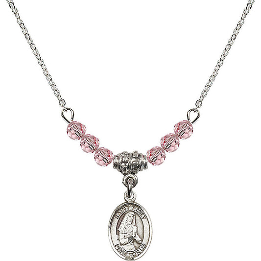 Sterling Silver Saint Emily de Vialar Birthstone Necklace with Light Rose Beads - 9047