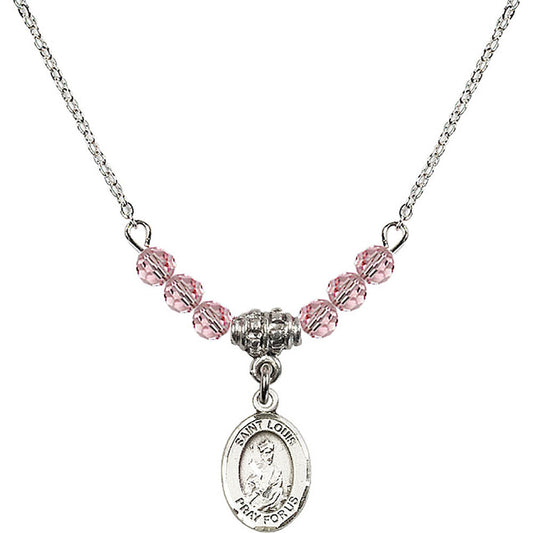 Sterling Silver Saint Louis Birthstone Necklace with Light Rose Beads - 9081