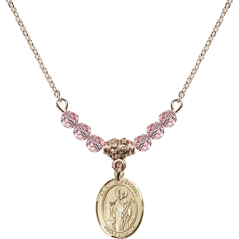 14kt Gold Filled Saint Wolfgang Birthstone Necklace with Light Rose Beads - 9323
