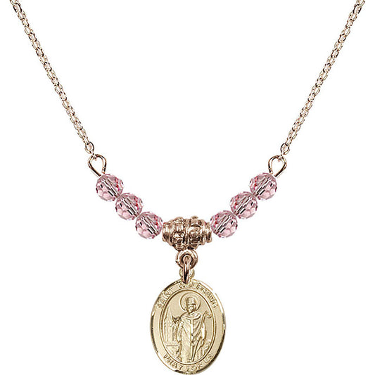 14kt Gold Filled Saint Wolfgang Birthstone Necklace with Light Rose Beads - 9323