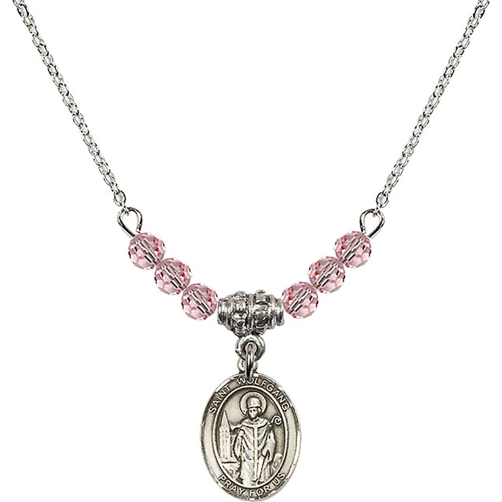 Sterling Silver Saint Wolfgang Birthstone Necklace with Light Rose Beads - 9323