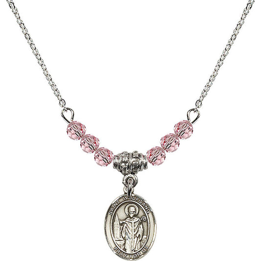 Sterling Silver Saint Wolfgang Birthstone Necklace with Light Rose Beads - 9323