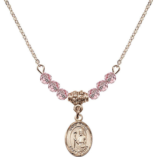 14kt Gold Filled Saint Regis Birthstone Necklace with Light Rose Beads - 9380