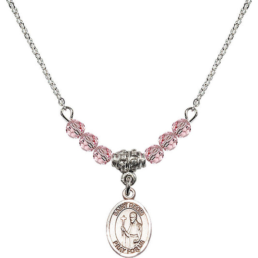 Sterling Silver Saint Regis Birthstone Necklace with Light Rose Beads - 9380