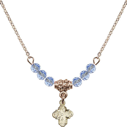 14kt Gold Filled 4-Way Birthstone Necklace with Light Sapphire Beads - 0207