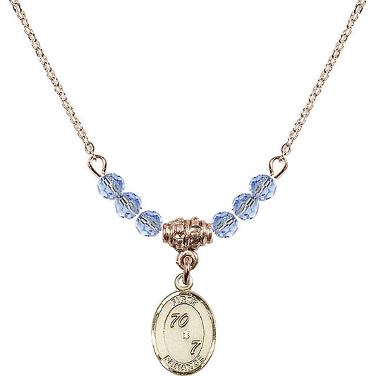 14kt Gold Filled First Penance Birthstone Necklace with Light Sapphire Beads - 0967