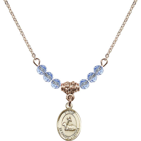 14kt Gold Filled First Reconciliation Birthstone Necklace with Light Sapphire Beads - 0968