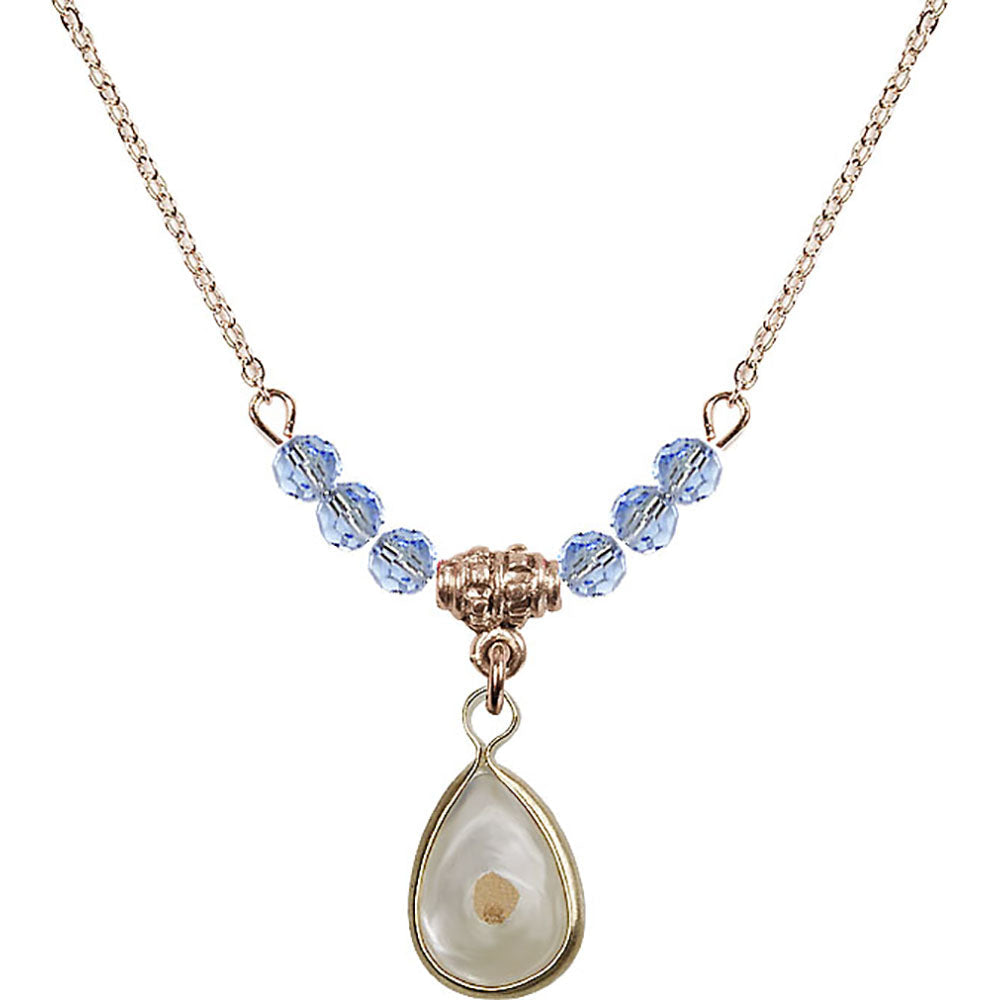 14kt Gold Filled Mustard Seed Birthstone Necklace with Light Sapphire Beads - 1700