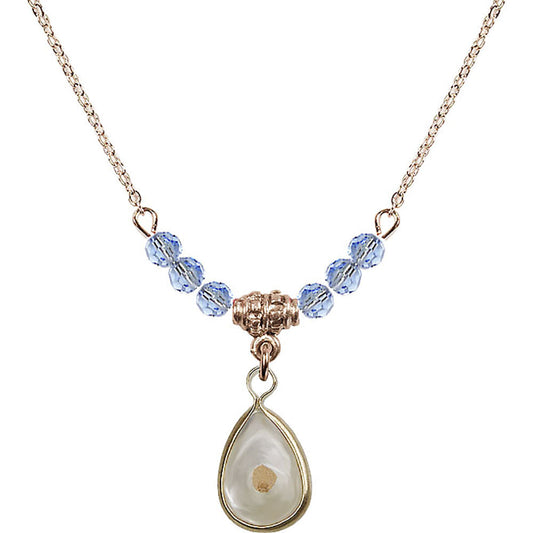 14kt Gold Filled Mustard Seed Birthstone Necklace with Light Sapphire Beads - 1700
