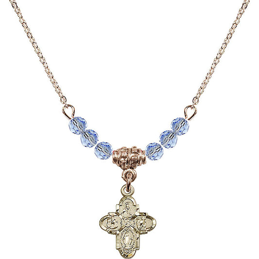 14kt Gold Filled 4-Way Birthstone Necklace with Light Sapphire Beads - 3143