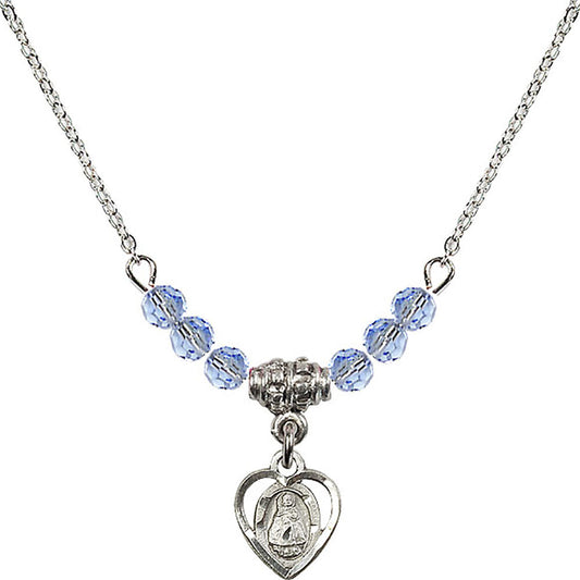 Sterling Silver Infant Birthstone Necklace with Light Sapphire Beads - 5413