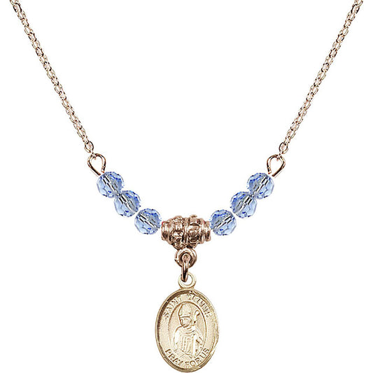 14kt Gold Filled Saint Dennis Birthstone Necklace with Light Sapphire Beads - 9025