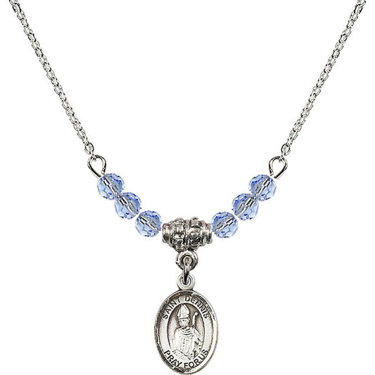 Sterling Silver Saint Dennis Birthstone Necklace with Light Sapphire Beads - 9025