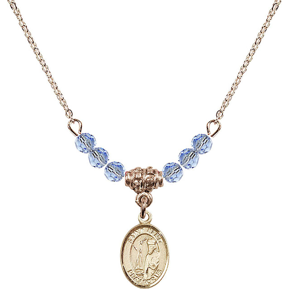 14kt Gold Filled Saint Elmo Birthstone Necklace with Light Sapphire Beads - 9031