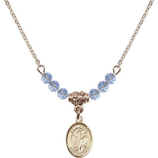 14kt Gold Filled Saint Elmo Birthstone Necklace with Light Sapphire Beads - 9031