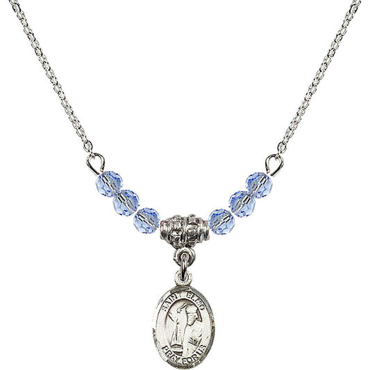 Sterling Silver Saint Elmo Birthstone Necklace with Light Sapphire Beads - 9031