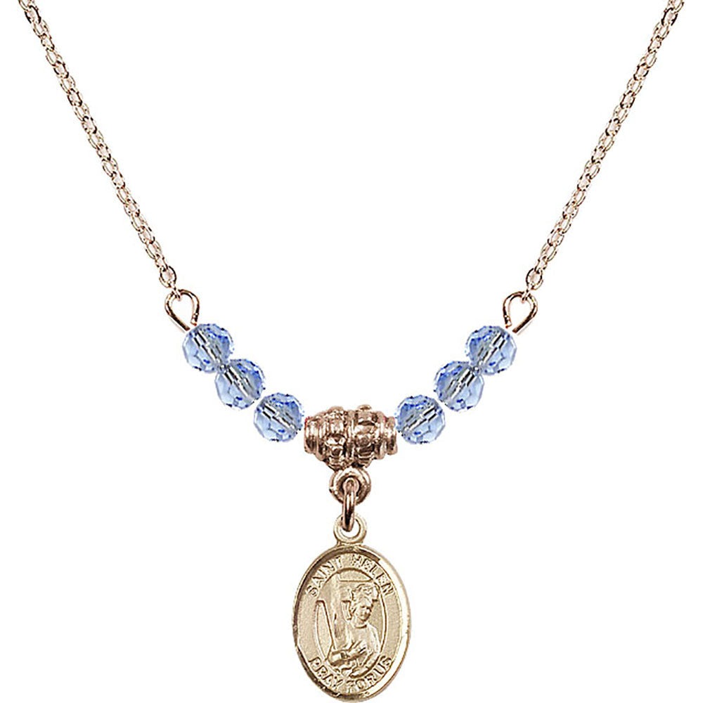 14kt Gold Filled Saint Helen Birthstone Necklace with Light Sapphire Beads - 9043