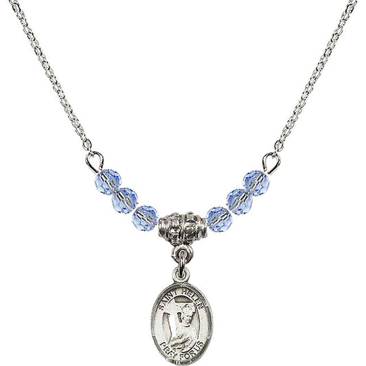 Sterling Silver Saint Helen Birthstone Necklace with Light Sapphire Beads - 9043