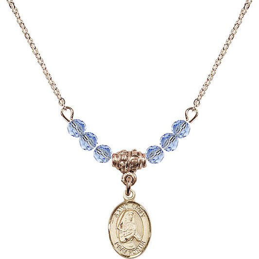 14kt Gold Filled Saint Emily de Vialar Birthstone Necklace with Light Sapphire Beads - 9047