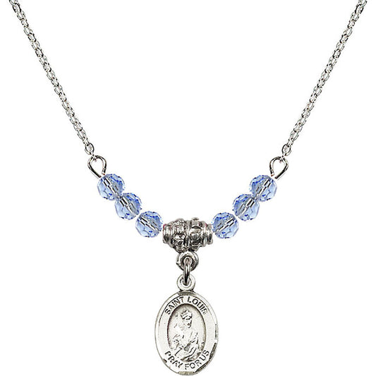 Sterling Silver Saint Louis Birthstone Necklace with Light Sapphire Beads - 9081