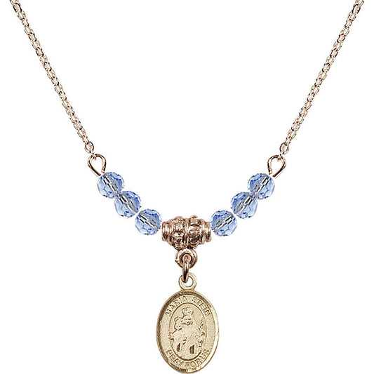 14kt Gold Filled Maria Stein Birthstone Necklace with Light Sapphire Beads - 9133