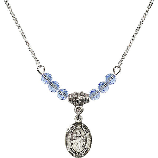 Sterling Silver Maria Stein Birthstone Necklace with Light Sapphire Beads - 9133