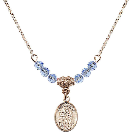 14kt Gold Filled Saint Cecilia / Choir Birthstone Necklace with Light Sapphire Beads - 9180