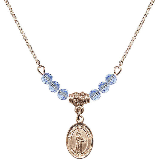 14kt Gold Filled Saint Petronille Birthstone Necklace with Light Sapphire Beads - 9209
